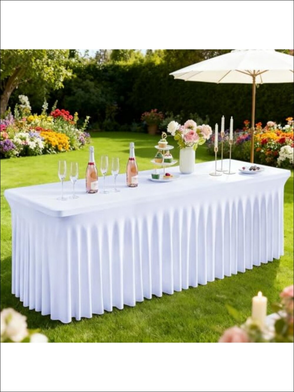 FAVE 2 Pack Table Cloth Rectangle 6ft Table Cover Polyester Blend